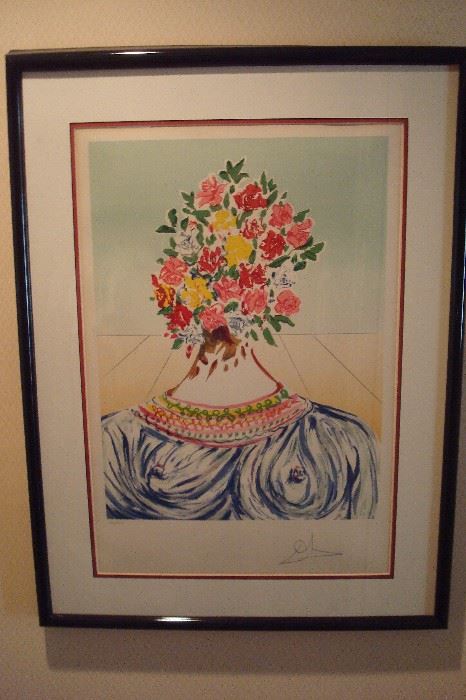 Limited edition lithograph By Dali, " The Flowering of Inspiration" . Signed with certificate of authenticity and dated 1978 from retrospective Vol four.