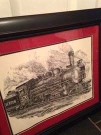 One of two Larry Bridges train art