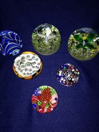 Collection of colorful paper weights - 6 of about 20