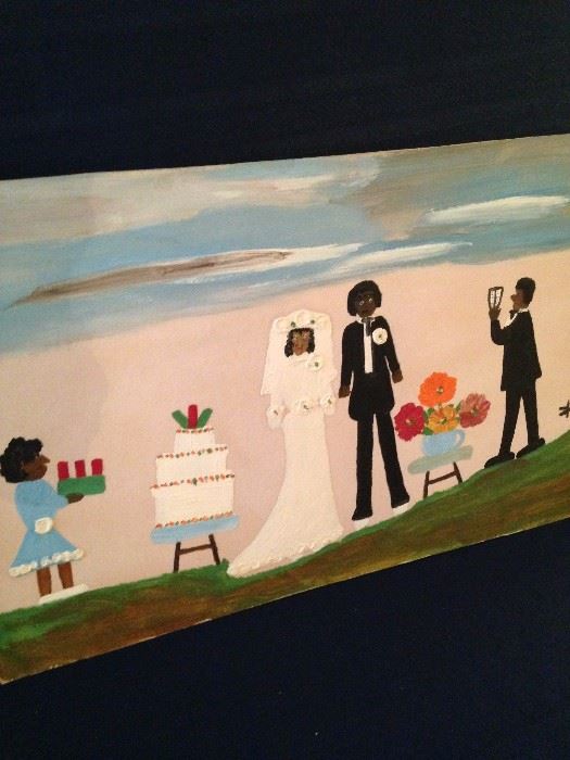 "The Wedding" - another original oil by Clementine Hunter, Louisiana's most famous female artist. She is one of the most important folk artists of all time; her work can be seen in the Smithsonian.