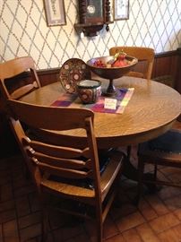 Antique oak dining table and 4 chairs