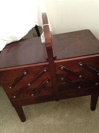 Fold-out sewing basket