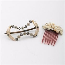 Mother of Pearl Hair Comb and Barrette