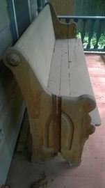 Church pew on front porch