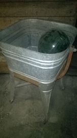 Antique galvanized tub on stand
