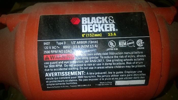 Black & Decker bench grinder