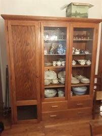 Waukegan Courthouse Cabinet out of Judges Chambers numbered & refinished with love, lights added for use as china cabinet 