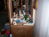 SMALL CABINET & ONE OF THE COOKIE JARS