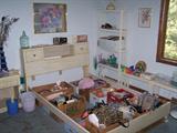 BLONDE BED FRAME & MISC.