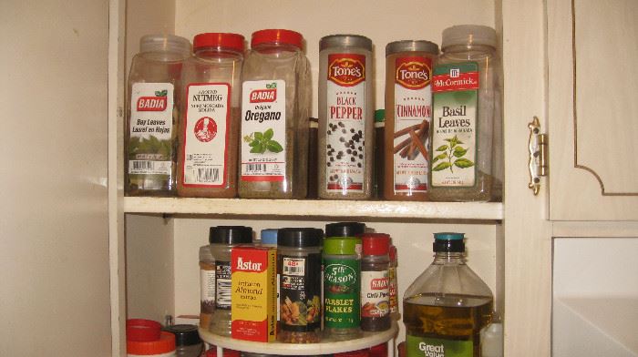 Herbs, Spices. Spice rack and other food products
