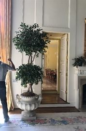 Large pair concrete outdoor urns