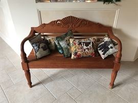 Solid teak carved bench
