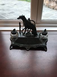 Whippet,greyhound? Antique inkwell