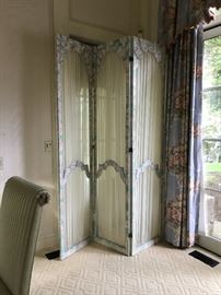 Hand painted three section screen