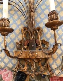 Carved French gilt wood sconces
