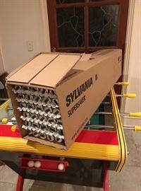 Foos ball table and bulbs