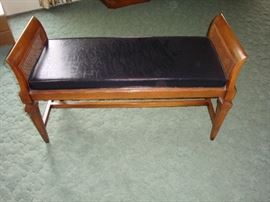 Vintage Bench w/ Black Leather Cushion