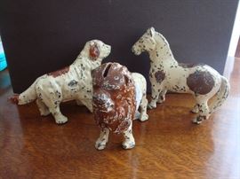 Vintage Cast Iron Banks~Spotted Dog, Lion & Horse