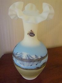 Burmese Fenton Vase Hand-Painted & Signed by Dane Frederick