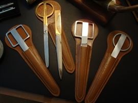 Vintage Art Deco Forged Steel Desktop Letter Opener/Scissor Sets 