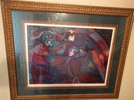 See? It does match the torchieres. I wouldn't lie to you. BUT, who would buy this? At least it's well framed and matted. Come on, give it a break!