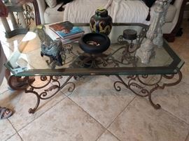 Heavy wrought iron/beveled glass coffee table, from the film, "The Blind Side", with Sandra Bullock.