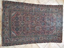Vintage tribal Persian Farrahan Sarouk rug, 100% wool face, hand Woven, Measures 6' 2" x 4' 2".