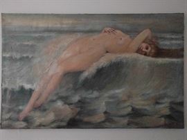 Another nekkidy lady. Her name is Miss Lady and she just had a Brazilian - she's very proud and wants to show off to the world. She's aged well, signed 1915!