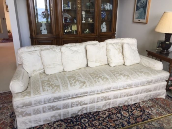 Silk damask Century sofa - matching pair