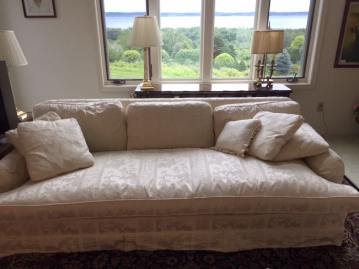 Silk damask Century sofa - matching pair