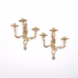 Rococo Style Brass Wall Sconces