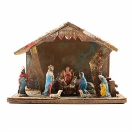 Nativity Scene with Wooden Stable