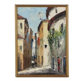 Oil Painting on Canvas of Figurative Cityscape