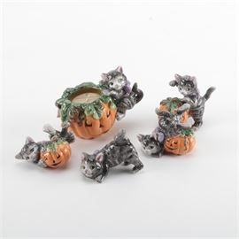 Halloween Fitz and Floyd Figurines and Candle