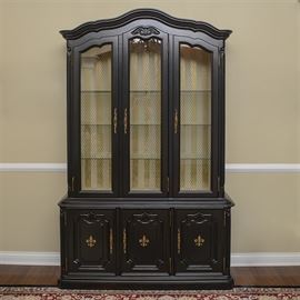 Drexel Black-Painted Lighted China Cabinet
