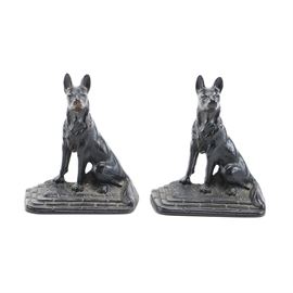 Black Cast Iron Dog Bookends