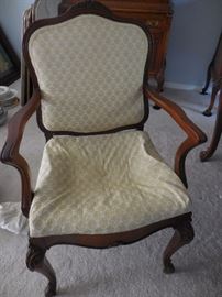Vintage Hand Carved Mahogany Arm Chair (2) All have Spring and Burlap Seats 