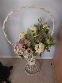 Vintage White Wicker Flower Basket