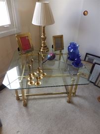 Gold Tone 3/4 Inch Glass Top, Cocktail Table.