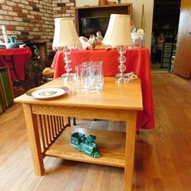 two mission style end tables