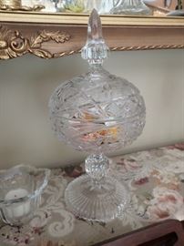 CRYSTAL COVERED CANDY  DISH