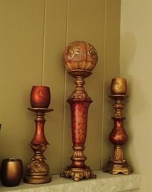 RED AND GOLD CANDLE HOLDERS