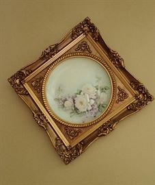ORNATE GOLD FRAMED WITH FLORAL PAINTING