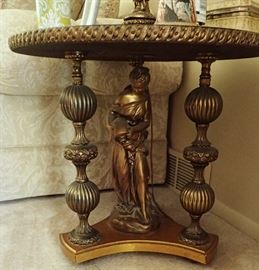 ORNATE GOLD SIDE TABLE WOMAN AT WELL