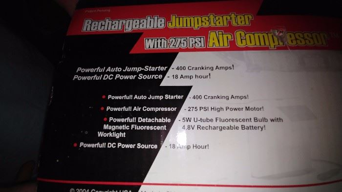 RECHARGEABLE JUMPSTARTER / AIR-COMPRESSOR