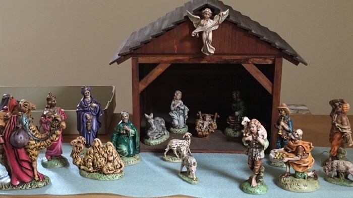  Gorgeous hand-painted 17-piece nativity set sold as set only.