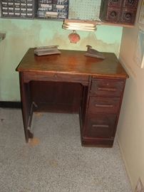 Vintage wooden desk sold with or without swivel chair.