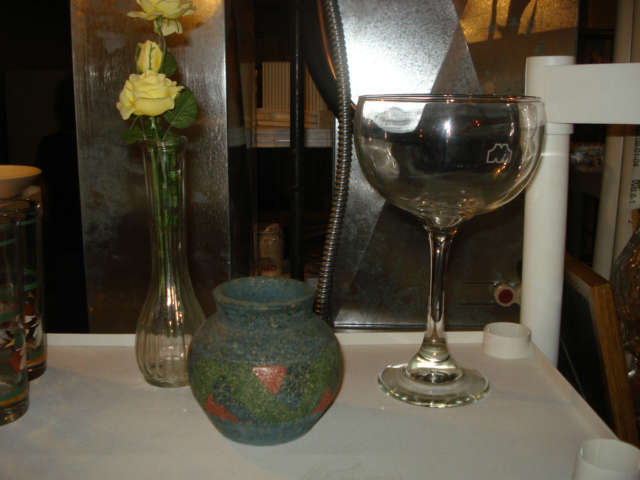 bud vases, pottery, margarita glass