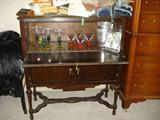 free standing bar cabinet, barware glasses