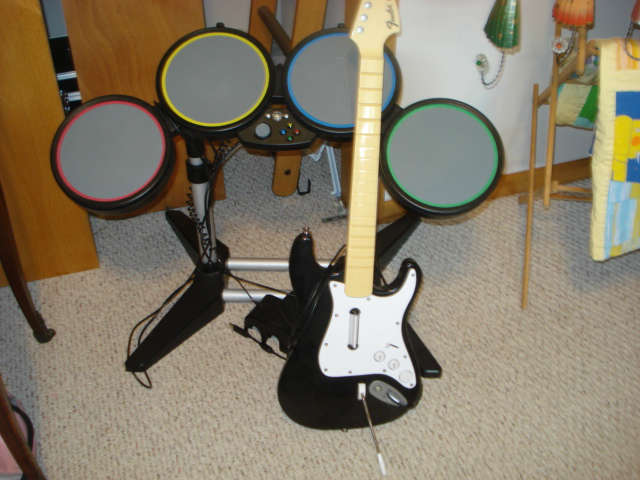 Guitar Hero with percussion set